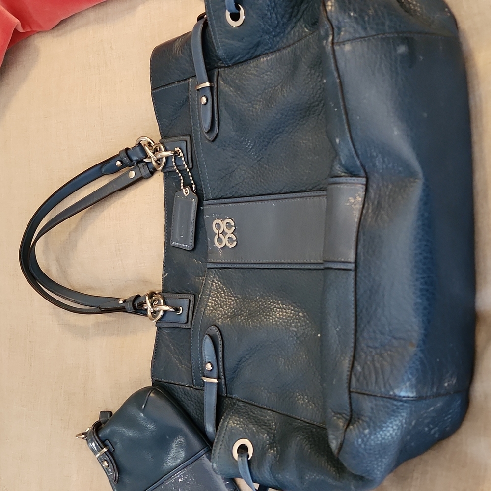 Coach - Genuine Leather - Peacock Blue color, Tote/briefcase/laptop & purse
